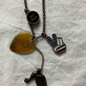Lucky Brand Bob Dylan themed Gold and Silver Charm Necklace